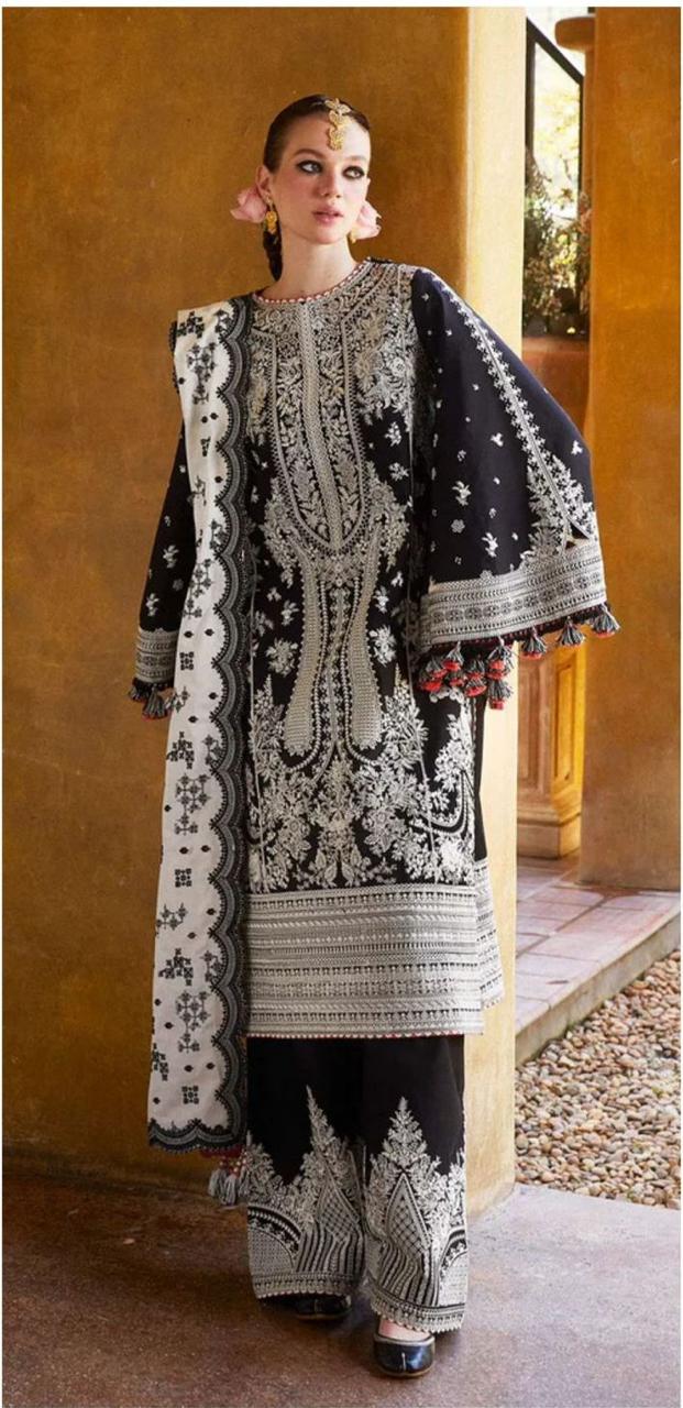 Hussain Rehar 1100 Summer Collection | Pure Airjet Lawn with Karandi Net Dupatta & Heavy Embroidery
