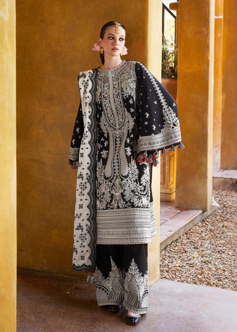 Hussain Rehar 1100 Summer Collection | Pure Airjet Lawn with Karandi Net Dupatta & Heavy Embroidery