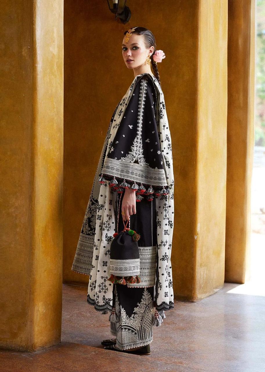 Hussain Rehar 1100 Summer Collection | Pure Airjet Lawn with Karandi Net Dupatta & Heavy Embroidery