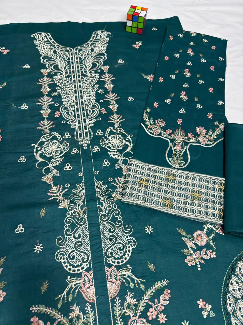 Qalamqar 1173 Summer Collection | Pure Airjet Lawn with Voil Print Dupatta & Heavy Embroidery