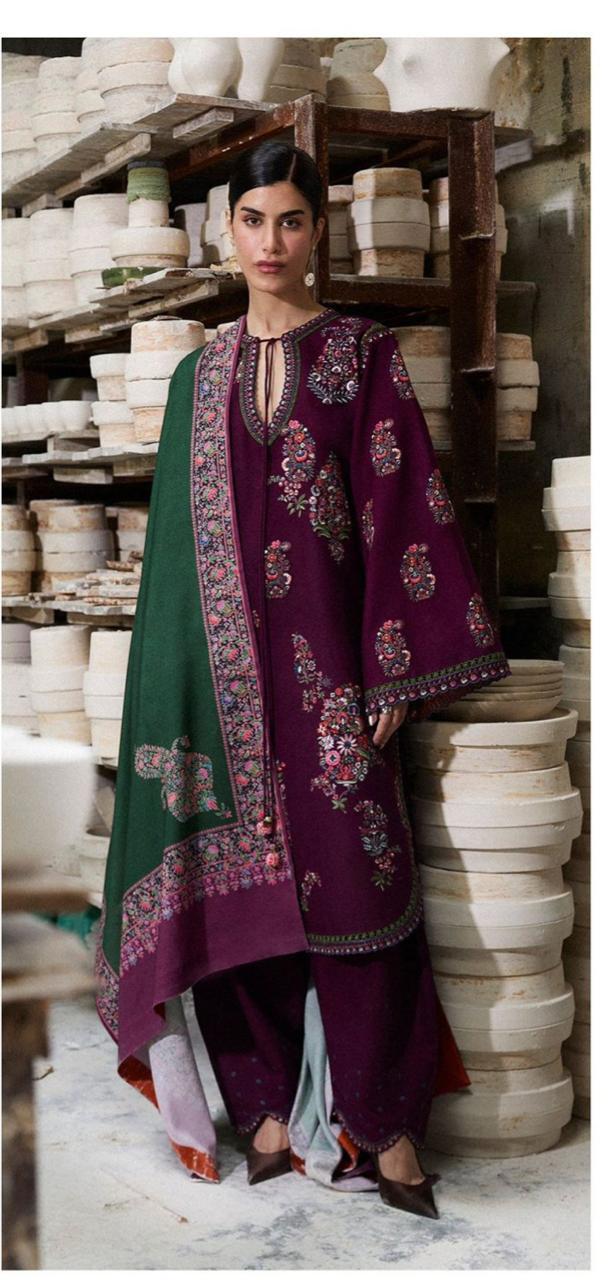 Hussain Rehar 1143 Summer Collection | Pure Airjet Lawn with Voil Printed Dupatta & Heavy Embroidery