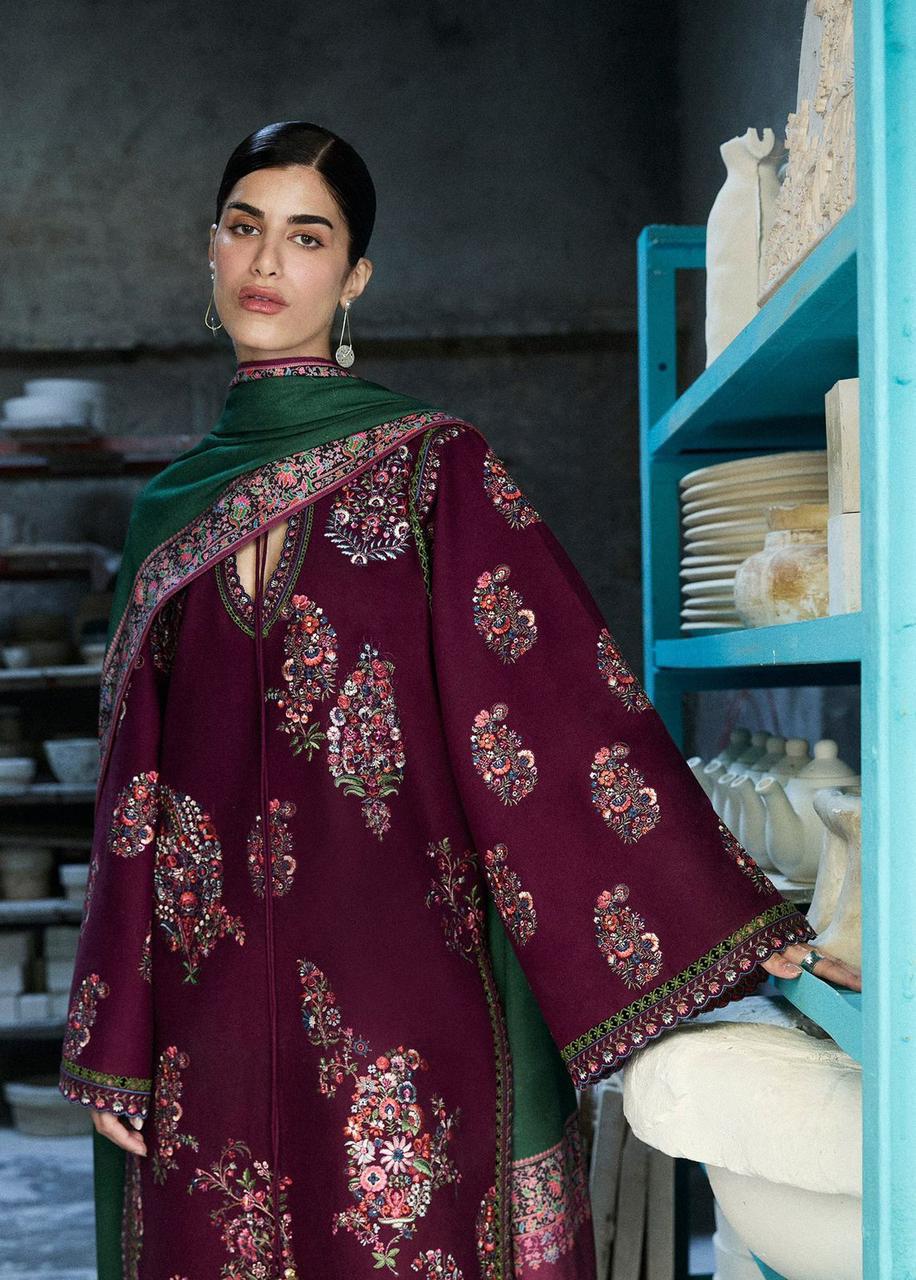 Hussain Rehar 1143 Summer Collection | Pure Airjet Lawn with Voil Printed Dupatta & Heavy Embroidery