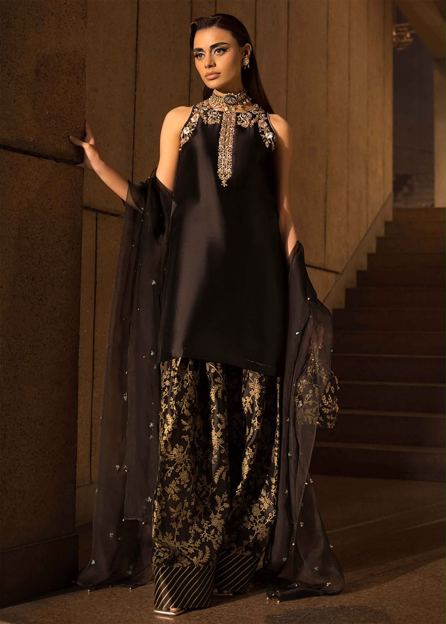 Ethnic Silk 3PC Unstitched Suit With Organza Ready To Wear Duppata